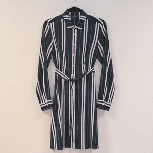 Tommy Hilfiger Black and White Striped Long Sleeve Dress